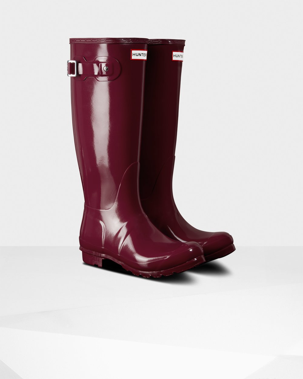 Womens Tall Rain Boots - Hunter Original Gloss (93DCOGWXJ) - Claret/Red